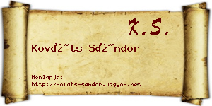 Kováts Sándor névjegykártya