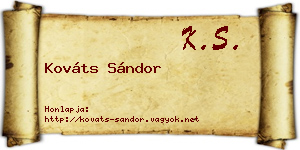 Kováts Sándor névjegykártya